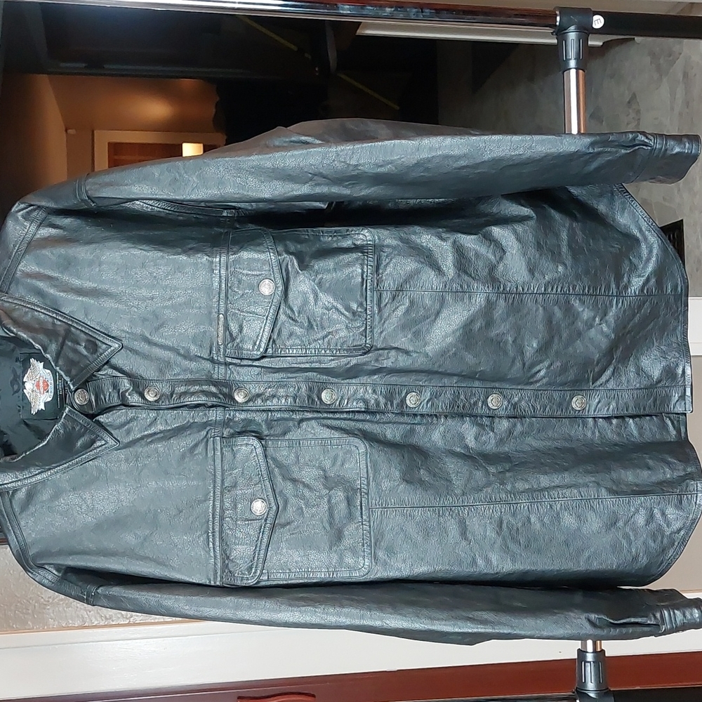 HARLEY DAVIDSON MENS LEATHER SHIRT
